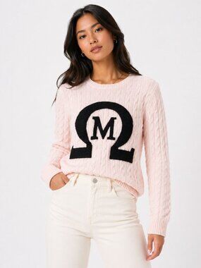 OMEGA MU Sorority Revenge of Nerds Pink Cotton Sweater Top Shirt Small